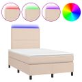vidaXL Boxspring posteľ matrac a LED kapučínová 120x200 cm umelá koža