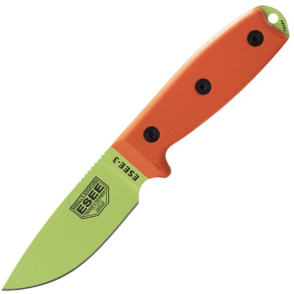 ESEE-3PM-VG Model 3 všestranný nôž 8,8 cm, zelená, oranžová, G10, puzdro