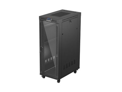 19'' Voľne stojúca racková skriňa 32U 600X1000 čierny lanberg lcd sklenené dvere (ploché balenie)