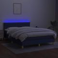 vidaXL Posteľ boxsping s matracom a LED modrá 140x200 cm látka