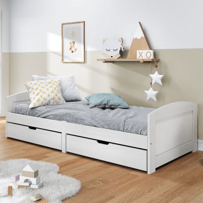 vidaXL Denná posteľ s 2 zásuvkami IRUN biela 90x200cm masívna borovica