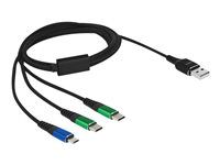 USB kábel - USB (iba napájanie) (M) do Micro-USB typ B (iba napájanie), USB-C (iba napájanie) (M) - 5 V - 3 A - 1 m - čierna