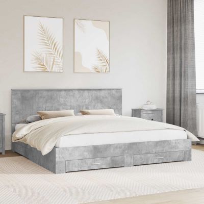 vidaXL Rám postele Betónová šedá 200 x 200 cm Kompozitné drevo