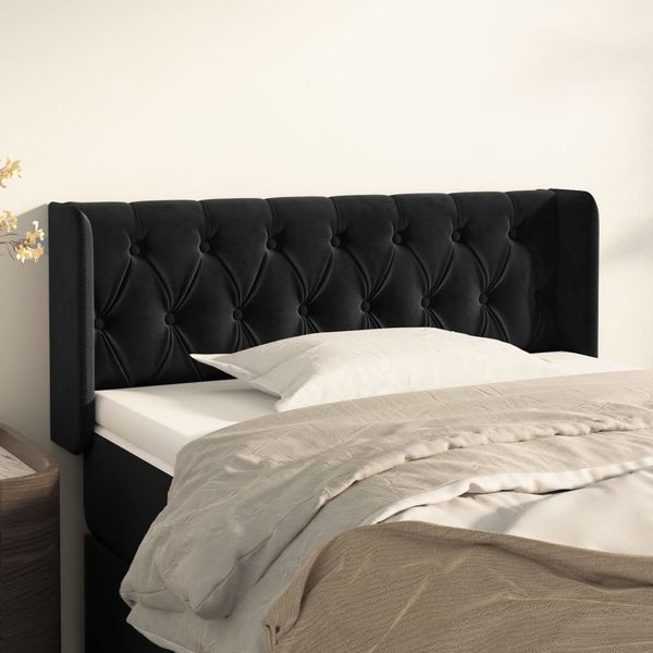 vidaXL Čelo postele so záhybmi čierne 103x16x78/88 cm zamat