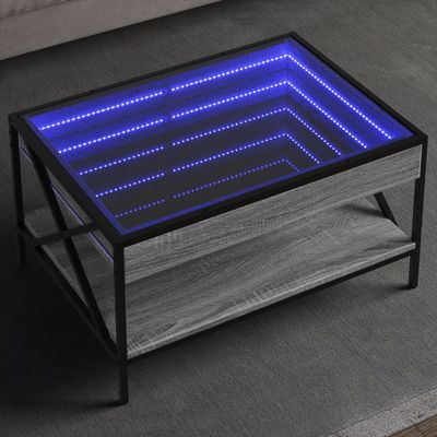 vidaXL Konferenčný stolík s nekonečnými LED sivý sonoma 70x50x38 cm
