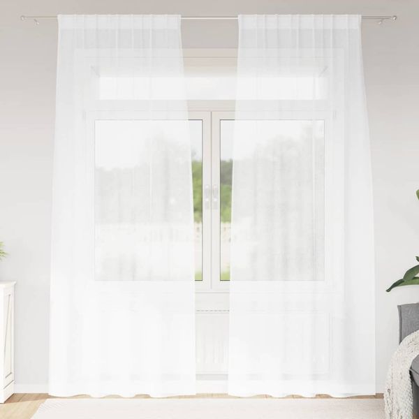 vidaXL Voile záclona so záclonami 2 pcs Biela 260 x 140 cm Polyester