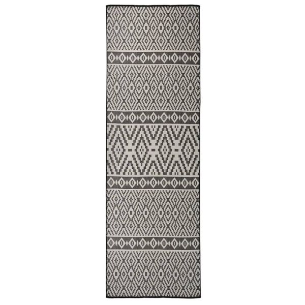 vidaXL Vonkajší koberec s plochým tkaním 80x250 cm čierny pruhovaný