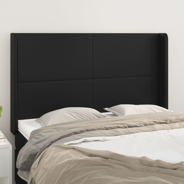 vidaXL Čelo postele so záhybmi čierne 147x16x118/128 cm umelá koža