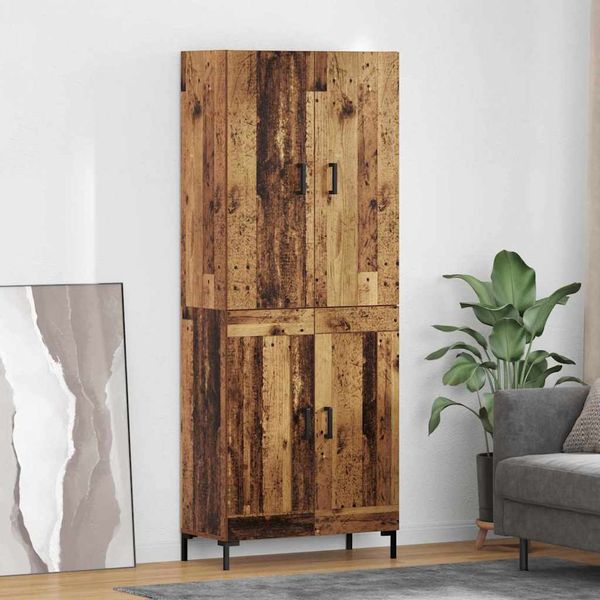 vidaXL Highboard Staré drevo 69,5 x 34 x 180 cm Kompozitné drevo