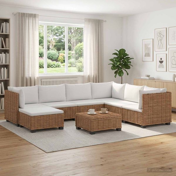 vidaXL 8 ks Ratanová lounge súprava s vankúšmi GENDT Prírodný ratan