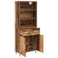 vidaXL Highboard Staré drevo 69,5 x 32,5 x 180 cm Kompozitné drevo