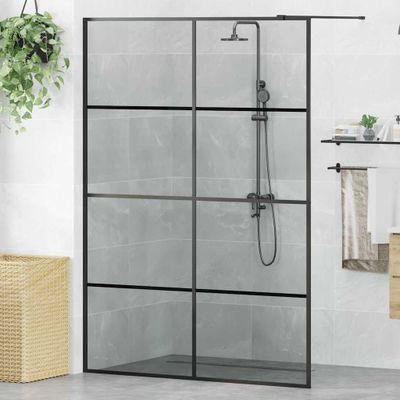 vidaXL Stena walk-in sprchy Čierna 140 x 195 cm tvrdené sklo