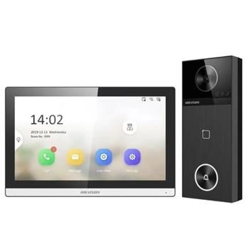 Hikvision KIT IP videotelefónu, dverová stanica + bytový monitor, 2x zdroj, MicroSD karta