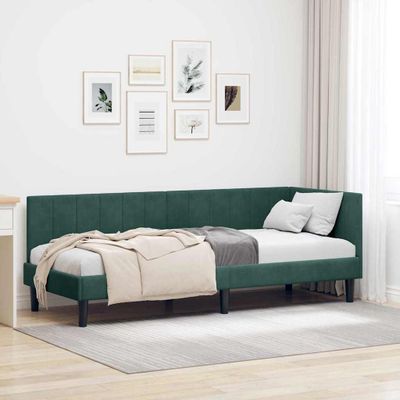 vidaXL Rohový rám postele Tmavozelená 80 cm x 200 cm Zamat