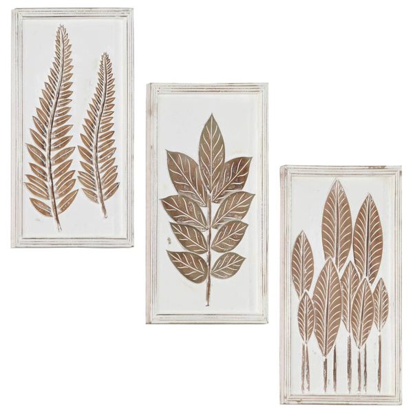 vidaXL Umenie dekorácia 3 pcs Hnedá a biela 40 x 40 x 1,5 cm