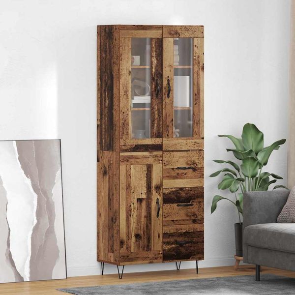vidaXL Highboard Staré drevo 69,5 x 34 x 90 cm Kompozitné drevo