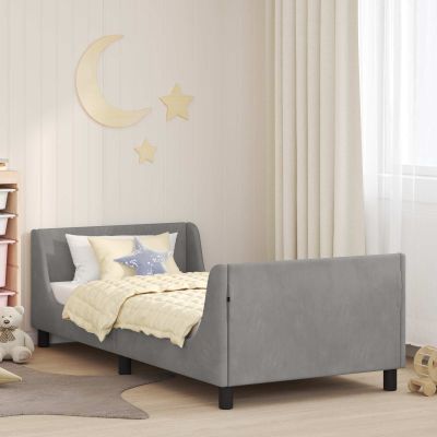 vidaXL Detský rám na posteľ s čelom Svetlosivá 80 x 200 cm Zamat