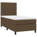 vidaXL Posteľný rám boxsping s matracom hnedý 90x200 cm látka