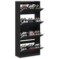 vidaXL Botník so 4 výklopnými zásuvkami čierny 80x34x187,5 cm