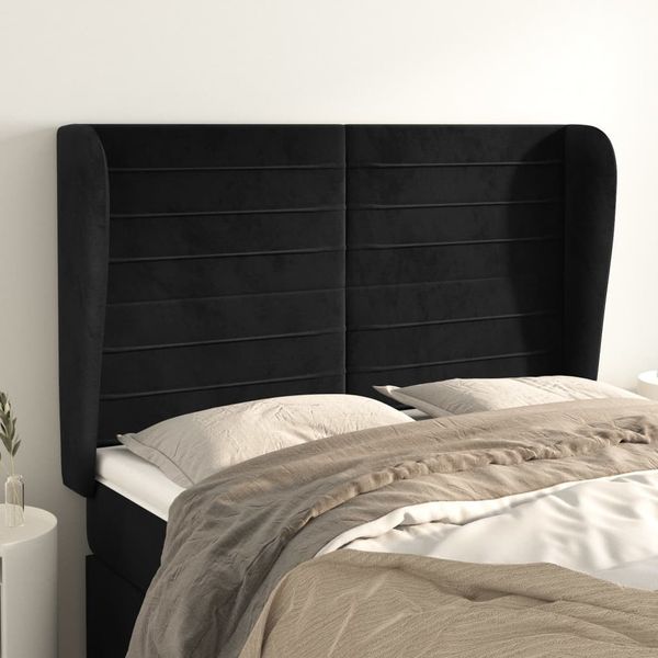 vidaXL Čelo postele so záhybmi čierne 147x23x118/128 cm zamat