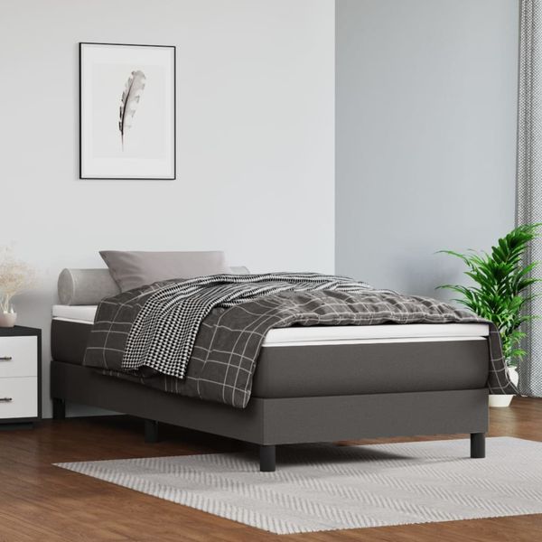 vidaXL Boxspring posteľ s matracom sivá 100x200 cm umelá koža