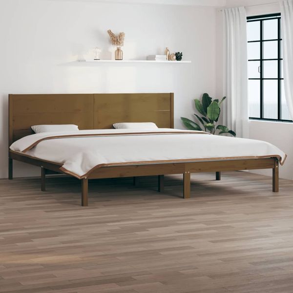vidaXL Posteľný rám, medový, drevený masív 180x200 cm, Super King