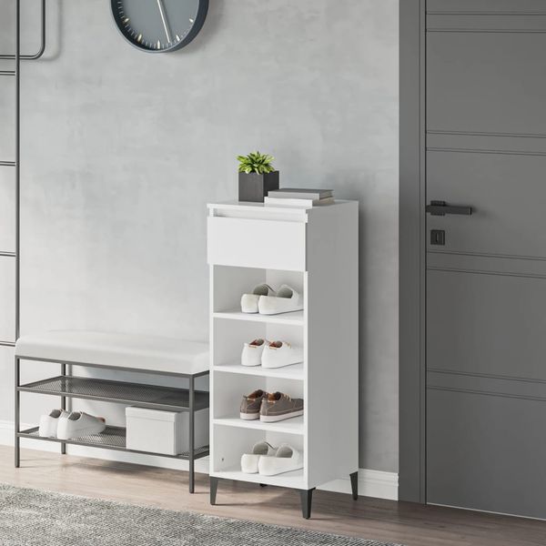 vidaXL Regál na topánky biely 40x36x105 cm spracované drevo