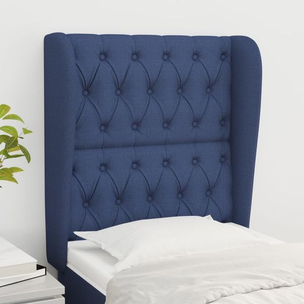 vidaXL Čelo postele so záhybmi modré 83x23x118/128 cm látka