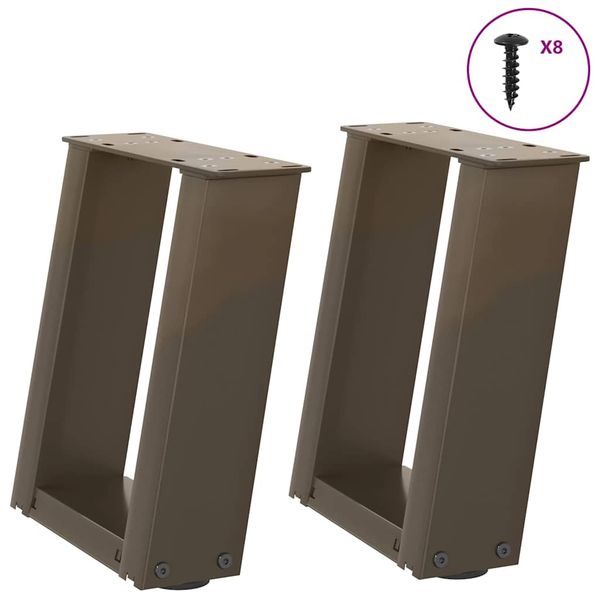 vidaXL Nohy konferenčného stolíka v tvare U, 2 ks, prírodná oceľ, 30 x (30-31) cm, oceľ