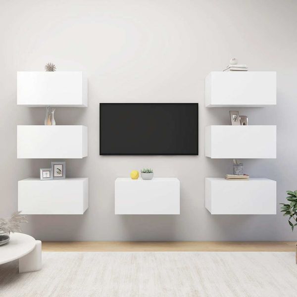 vidaXL TV skrinky 7 ks, biele 30,5x30x60 cm, kompozitné drevo