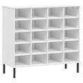 vidaXL Botník s kovovými nohami biely 95x35x86 cm masívne drevo OSLO