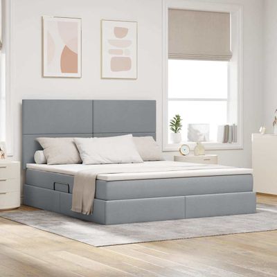 vidaXL Postel s úložným prostorem a matrací Svetlosivá 160 x 200 cm
