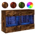 vidaXL TV nástenná skrinka s LED svetlami dymový dub 98,5x30x60,5 cm