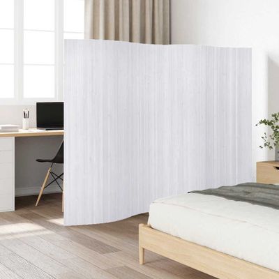 vidaXL Paraván z bambusu, biely šírka 250 cm, výška 165 cm