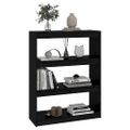vidaXL Knižnica/deliaca stena čierna 80x30x103,5 cm masívna borovica