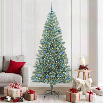 vidaXL Umelý vianočný stromček, snehom obalený, s LED svetlom 210 cm