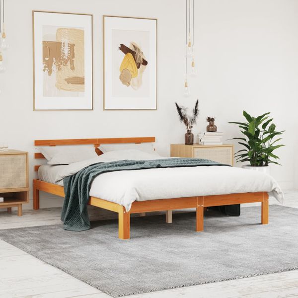 vidaXL Posteľ bez matraca voskovo hnedý 135x190 cm masívna borovica