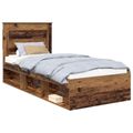 vidaXL Rám postele Staré drevo 90 x 190 cm Masívne borovicové drevo