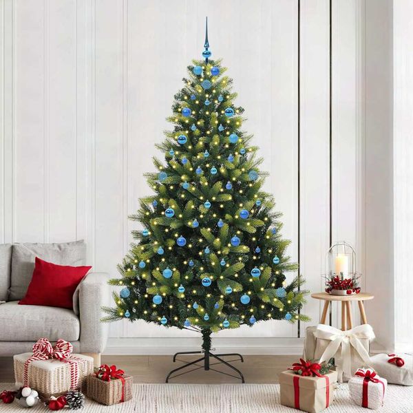 vidaXL Umelý skladací vianočný stromček 300 LED diód Zelená 210 cm
