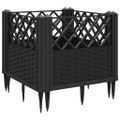 vidaXL Záhradný kvetináč s kolíkmi čierny 43,5x43,5x43,5 cm PP