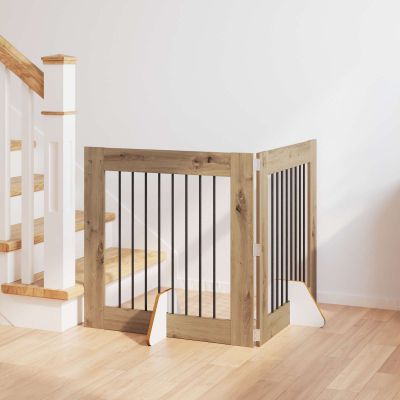 vidaXL Brána pre psov so stojanmi 2 pcs Dub artisan 80 x 80 cm