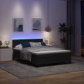 vidaXL LED box s pružinami s čelnou doskou Čierna 140 x 200 cm Zamat