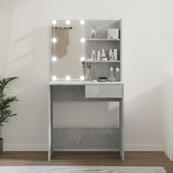 vidaXL Toaletný stolík s LED betónovo sivý 74,5x40x141 cm