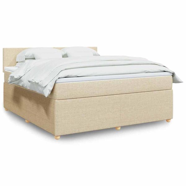 vidaXL Posteľný rám boxspring s matracom krémový 180x200 cm látka