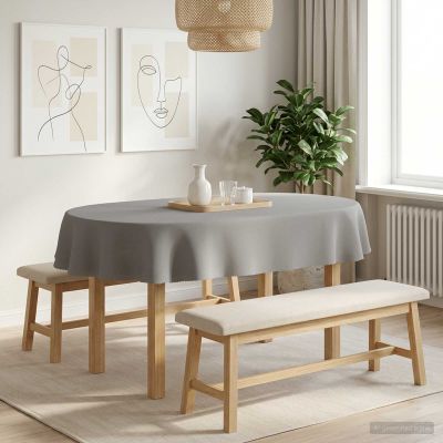 vidaXL Uterák na stôl 5 ks Oválny Svetlosivá 130 x 180 cm Polyester
