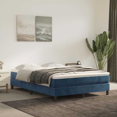 vidaXL Matrac s taštičkovými pružinami stredná tvrdosť tmavomodrá 140x200x20 cm zamat