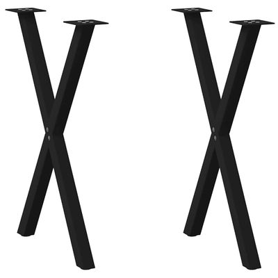 vidaXL Nohy k jedálenskému stolu v tvare X, 2 ks, čierne, 50 x (72-73) cm, oceľové