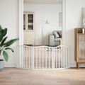 vidaXL Brána pre psa skladacia 3 panely biela 150 cm topoľové drevo