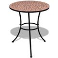 vidaXL Bistro stolík, tehlová farba 60 cm, mozaikový