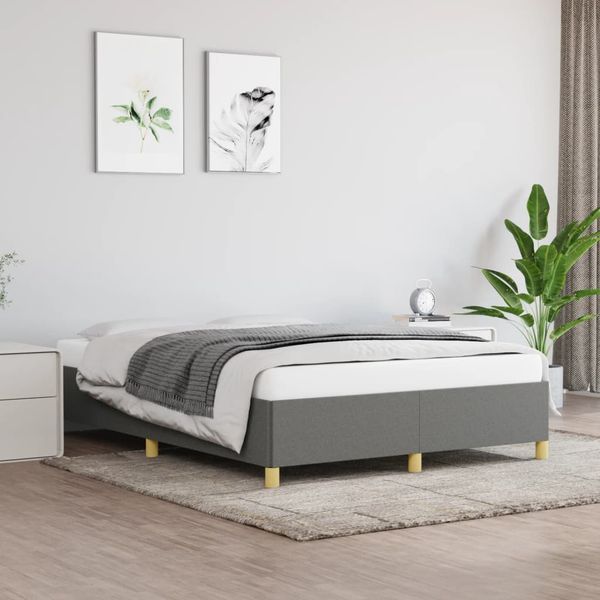 vidaXL Posteľ bez matraca tmavosivý 140x190 cm látka